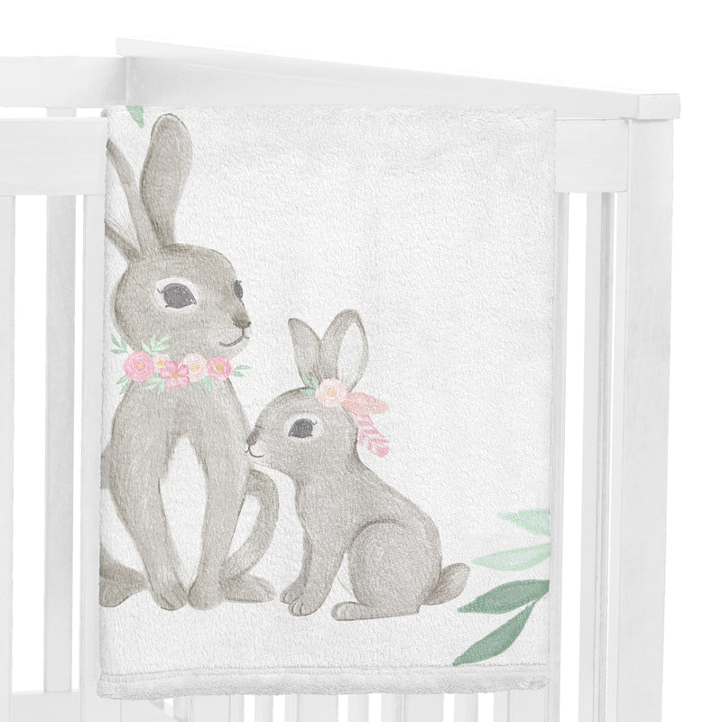 Bunny Floral Collection Monthly Milestone Baby Blanket