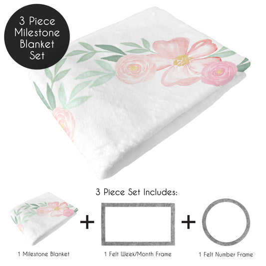 Bunny Floral Collection Monthly Milestone Baby Blanket