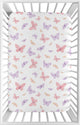 Butterfly Blush Pink and Purple Collection Mini Crib Sheet