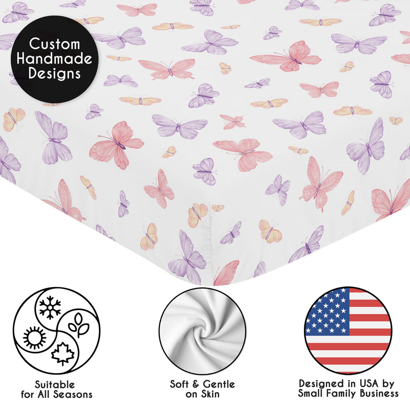 Butterfly Blush Pink and Purple Collection 2 Pack Crib Sheets