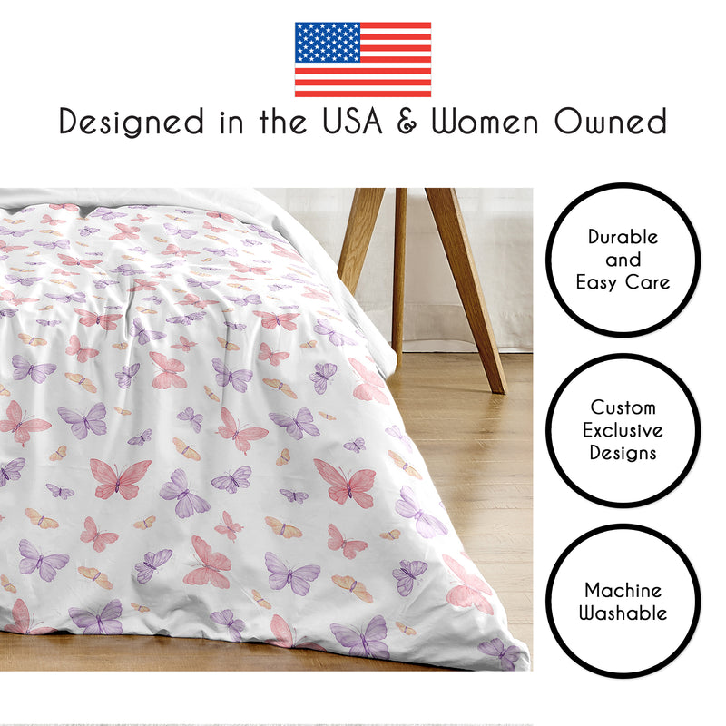Butterfly Blush Pink and Purple Collection Twin Bedding
