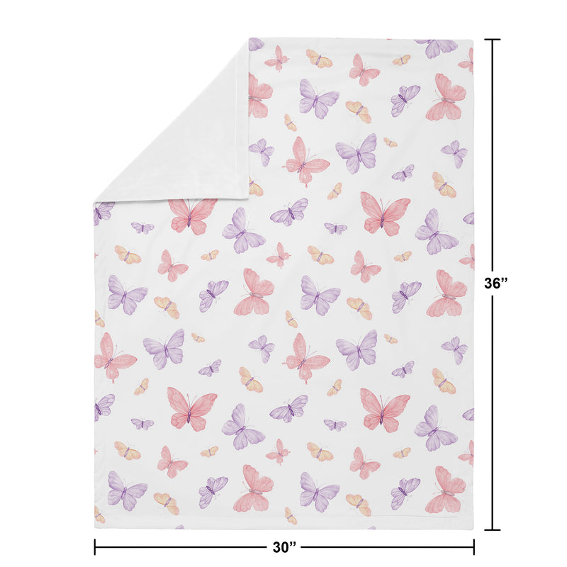Butterfly Blush Pink and Purple Collection Baby Blanket