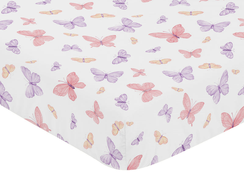 Butterfly Blush Pink and Purple Collection Crib Sheet