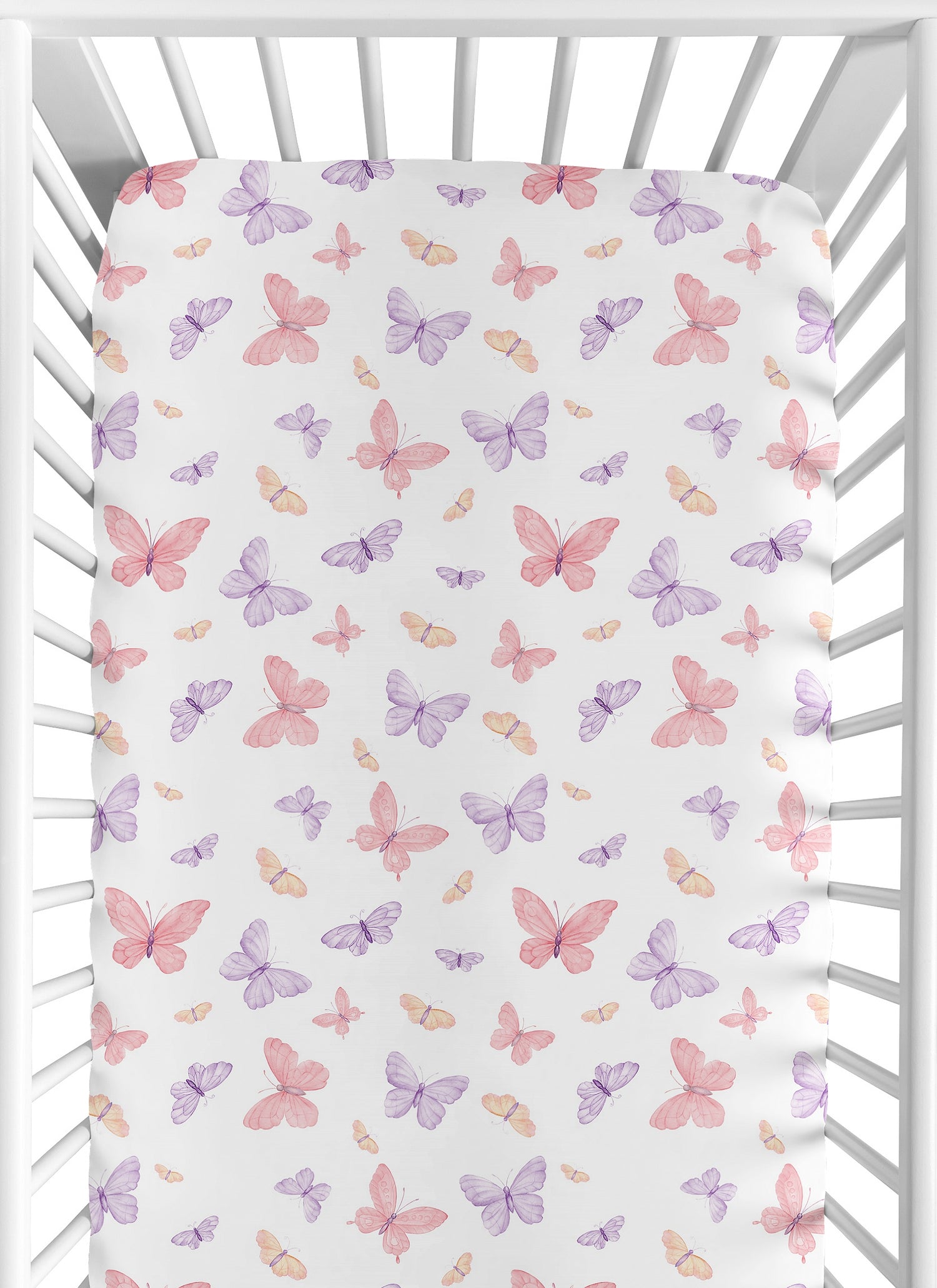 Butterfly Blush Pink and Purple Collection Crib Sheet