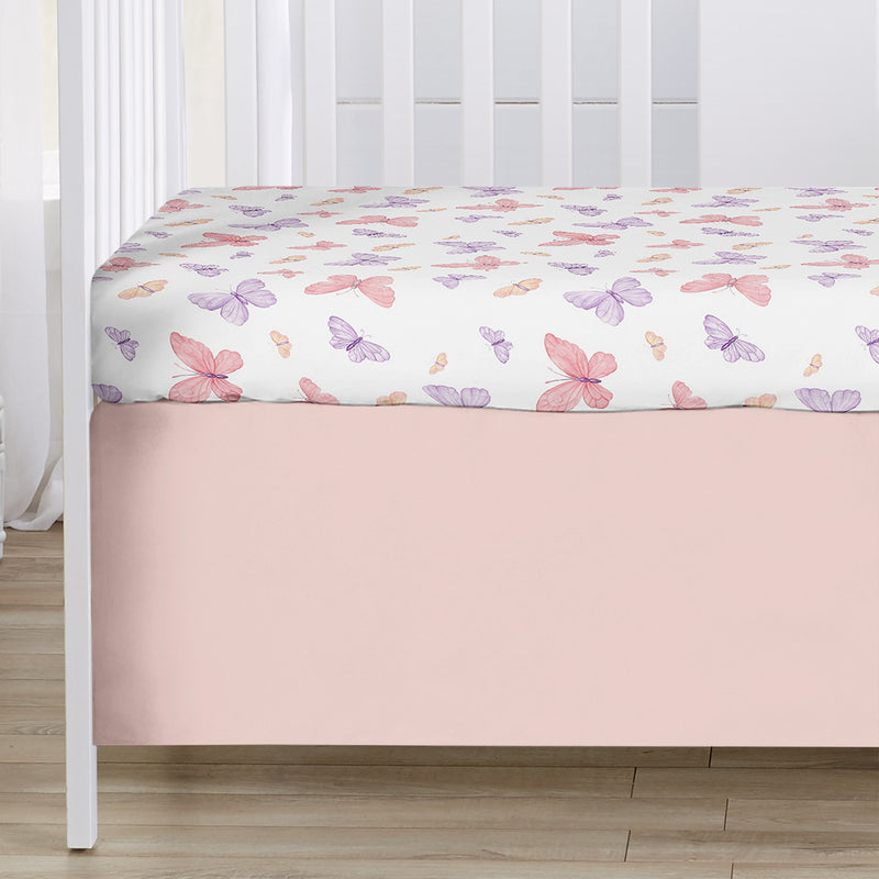 Butterfly Blush Pink and Purple Collection Sweet Jojo Designs 5 Piece Crib Bedding + BreathableBaby Breathable Mesh Liner