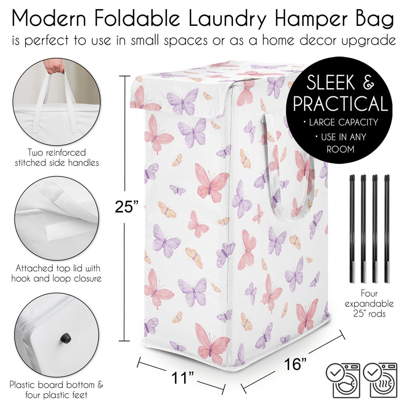 Butterfly Collection Laundry Hamper with Handles