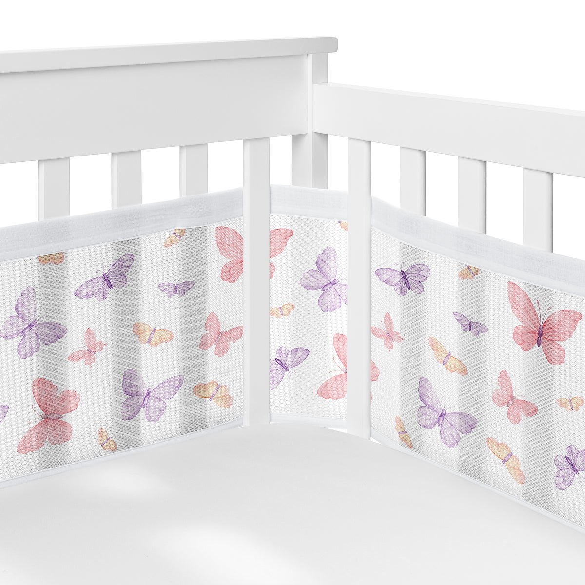 Butterfly Blush Pink and Purple Collection Sweet Jojo Designs 5 Piece Crib Bedding + BreathableBaby Breathable Mesh Liner