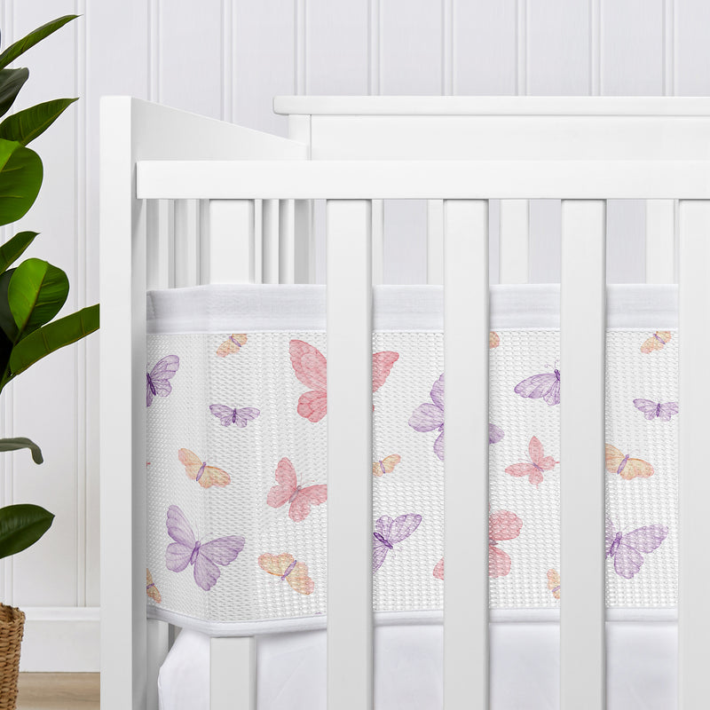 Butterfly Blush Pink and Purple Collection Sweet Jojo Designs + BreathableBaby Breathable Mesh Crib Liner