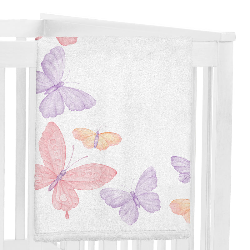 Butterfly Blush Pink and Purple Collection Monthly Milestone Baby Blanket