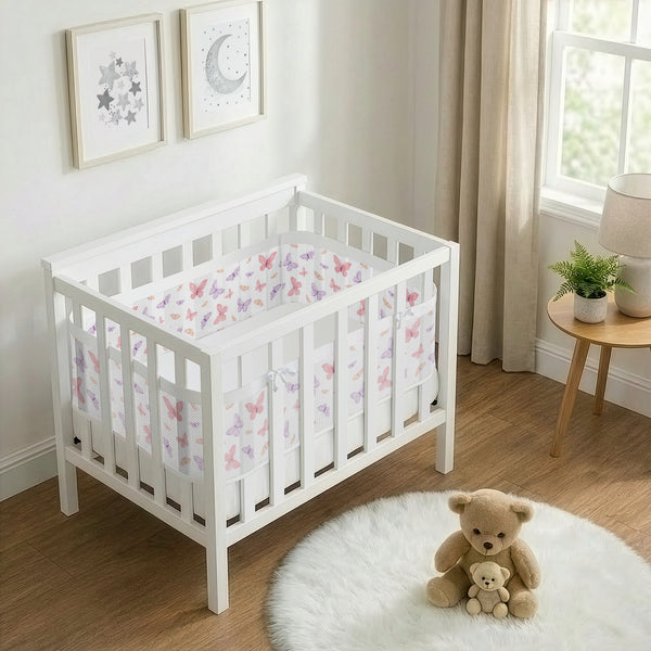 Butterfly Blush Pink and Purple Collection Sweet Jojo Designs + BreathableBaby Breathable Mini Mesh Crib Liner alternate view