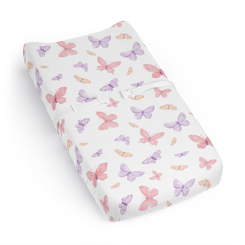Butterfly Blush Pink and Purple Collection Changing Pad Cover Sheet