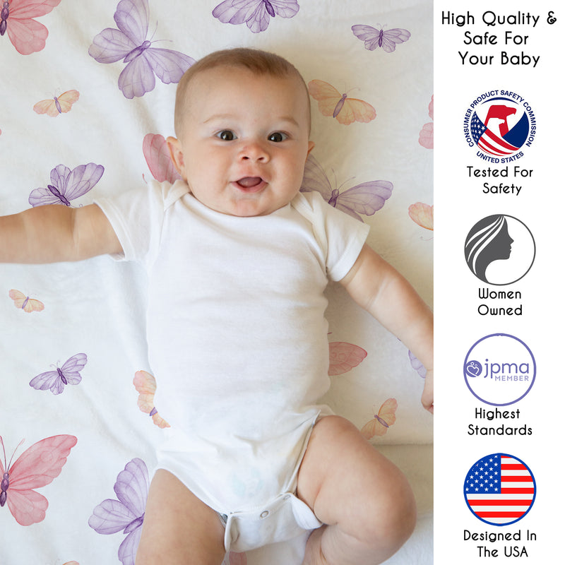 Butterfly Blush Pink and Purple Collection Playmat