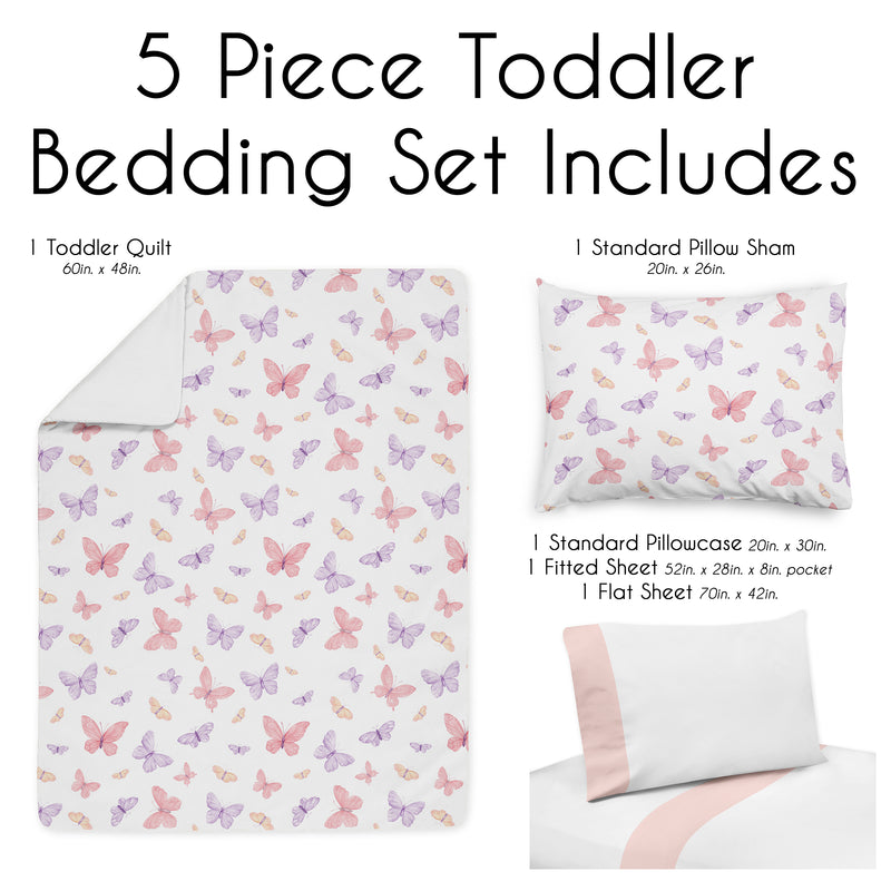 Butterfly Blush Pink and Purple Collection Toddler Bedding