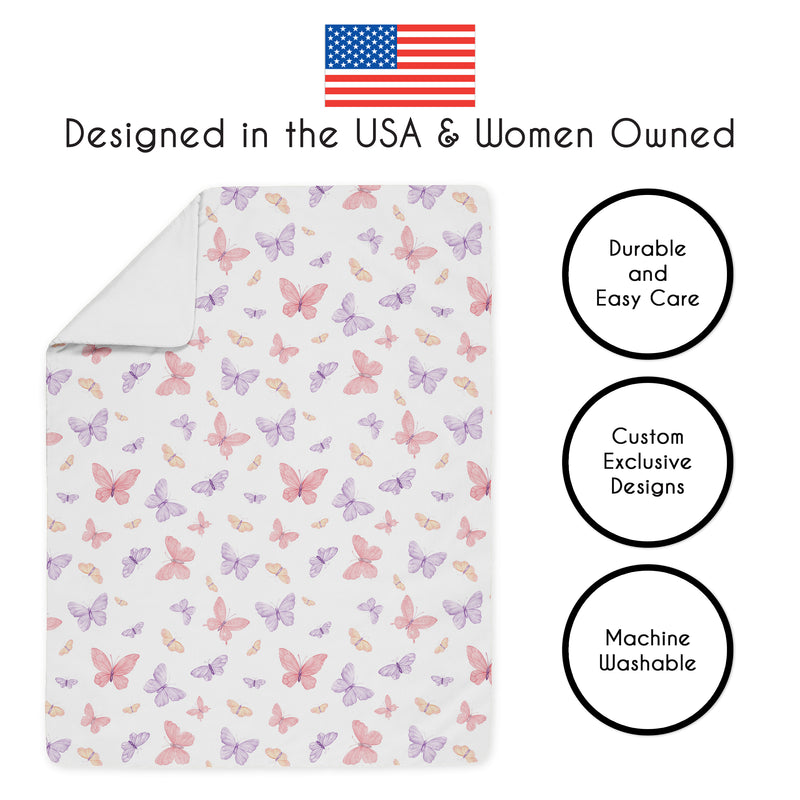 Butterfly Blush Pink and Purple Collection Toddler Bedding