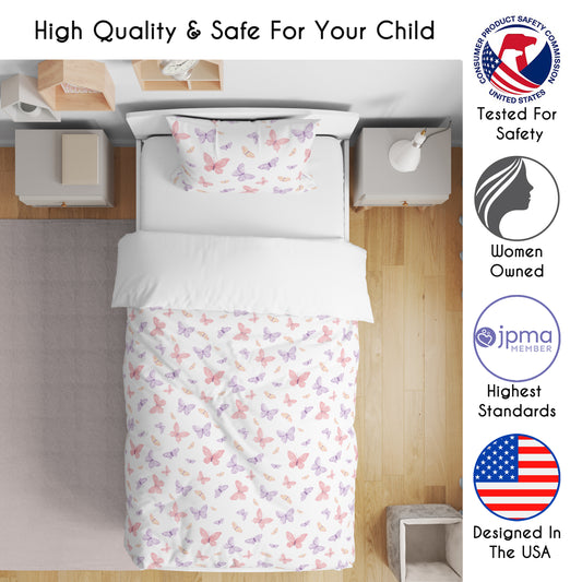 Butterfly Blush Pink and Purple Collection Toddler Bedding