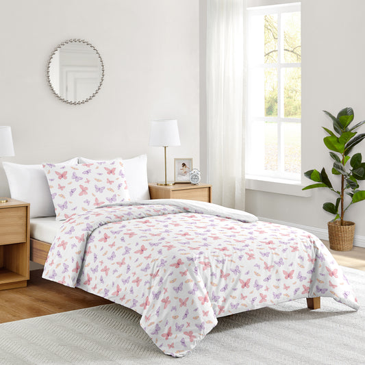 Butterfly Blush Pink and Purple Collection Twin Bedding