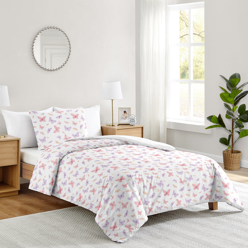 Butterfly Blush Pink and Purple Collection Twin Bedding
