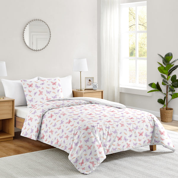 Butterfly Blush Pink and Purple Collection Twin Bedding alternate view