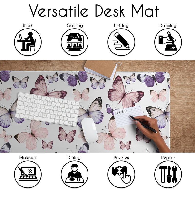 Purple and Pink Butterfly Collection Large Mouse Pad Desk Mat