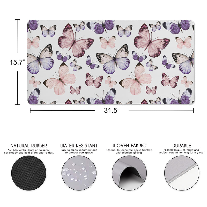 Purple and Pink Butterfly Collection Large Mouse Pad Desk Mat
