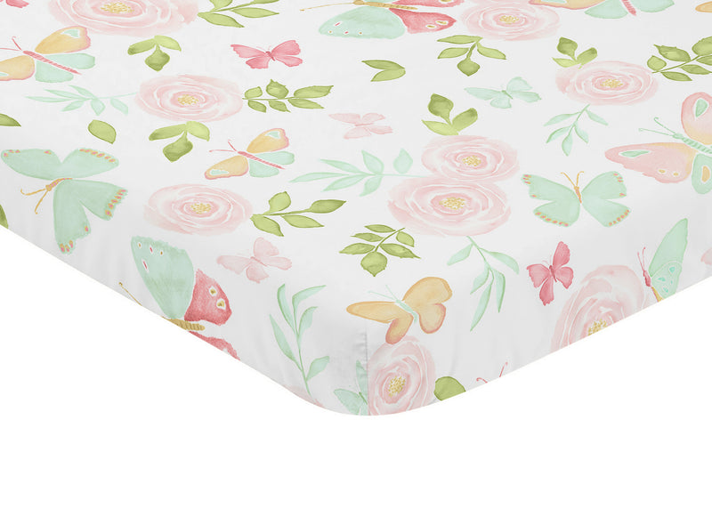 Butterfly Floral Collection Mini Crib Sheet
