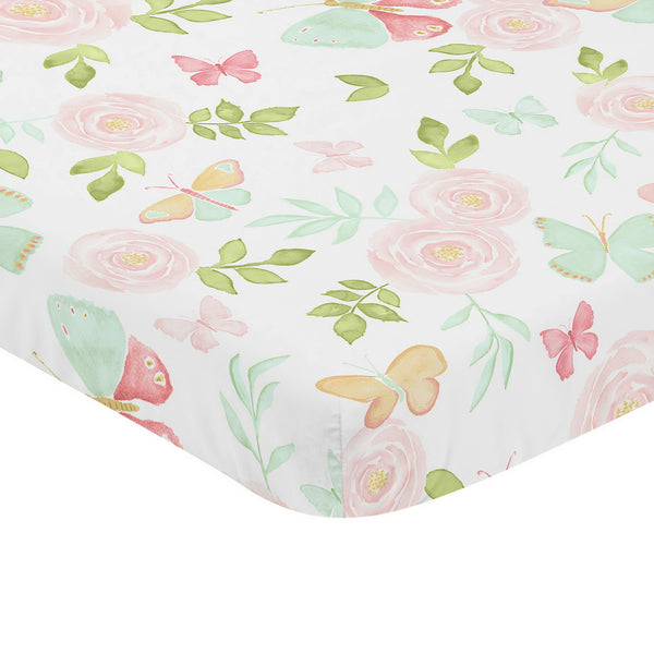Butterfly Floral Collection Mini Crib Sheet alternate view