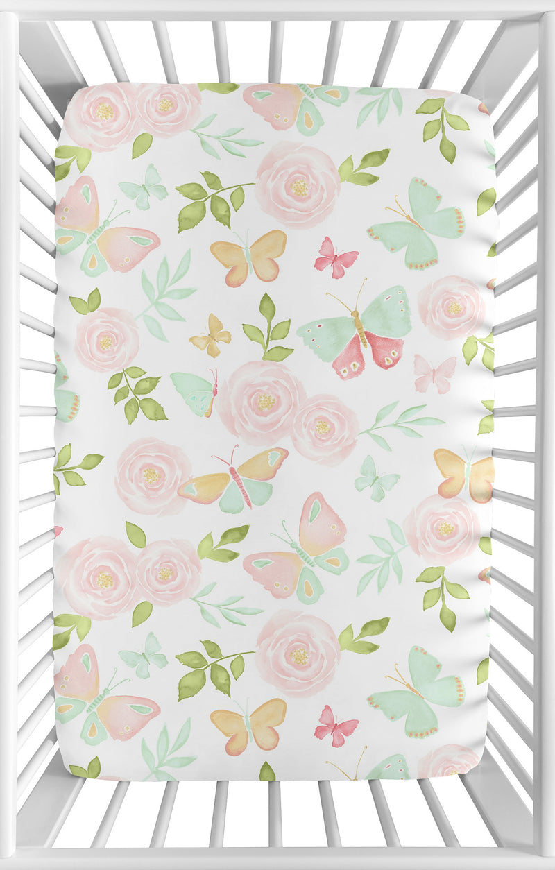 Butterfly Floral Collection Mini Crib Sheet