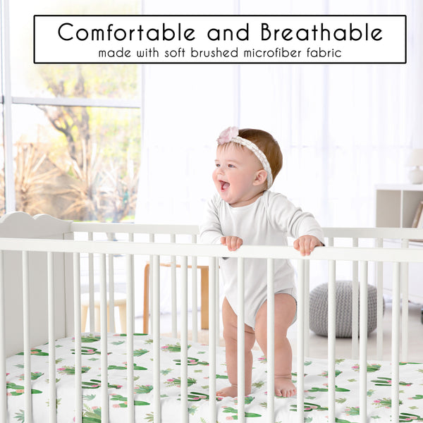 Cactus Floral Collection Crib Sheet  - Cactus Floral Print alternate view