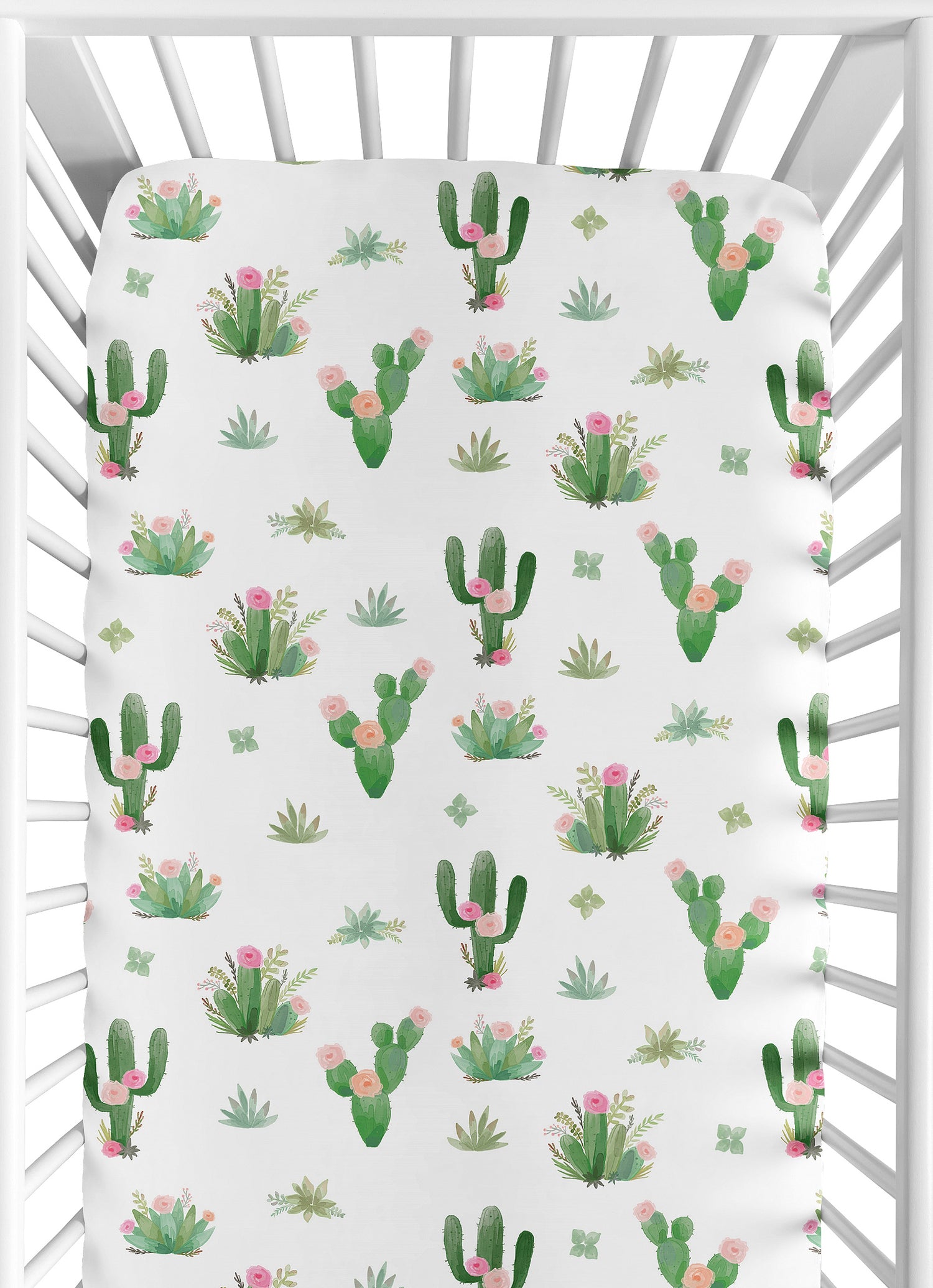 Cactus Floral Collection Crib Sheet  - Cactus Floral Print