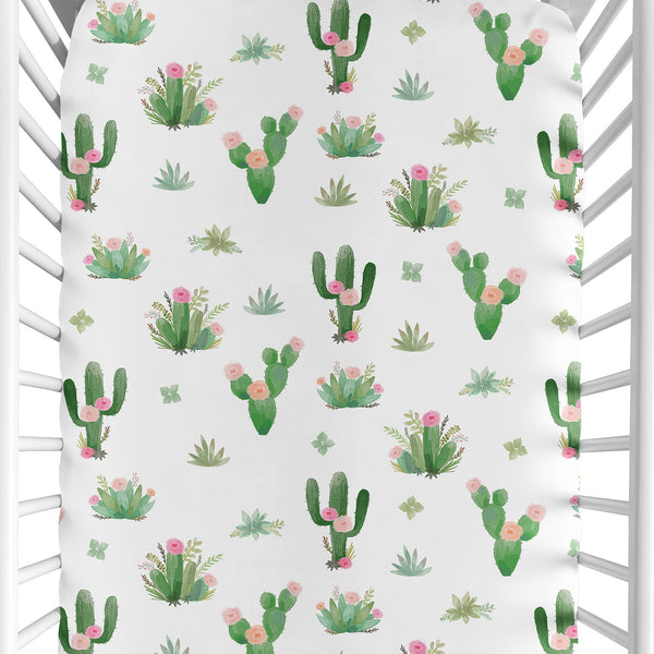Cactus Floral Collection Crib Sheet  - Cactus Floral Print
