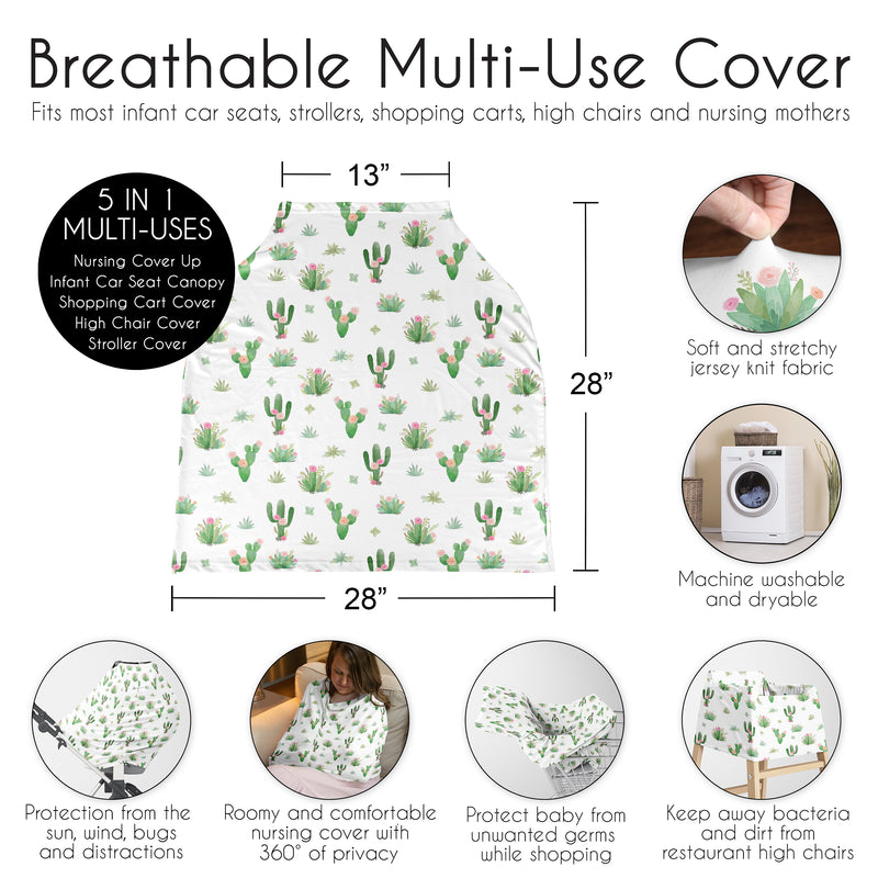 Cactus Floral Collection Multi Use Baby Car Seat and Nursing Cover