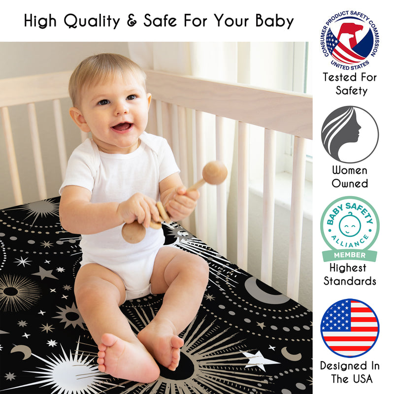 Celestial Black and Gold Collection Crib Sheet