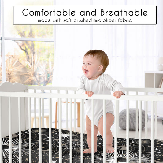Celestial Black and Gold Collection Crib Sheet