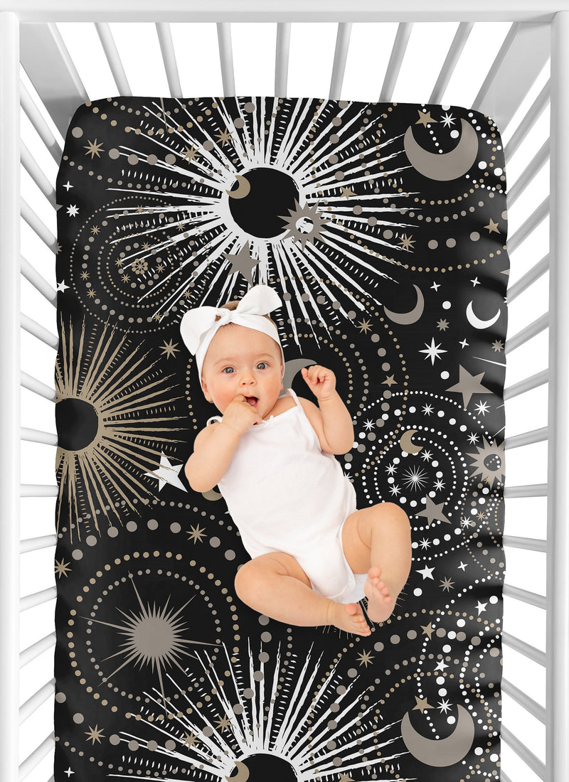Celestial Black and Gold Collection Crib Sheet