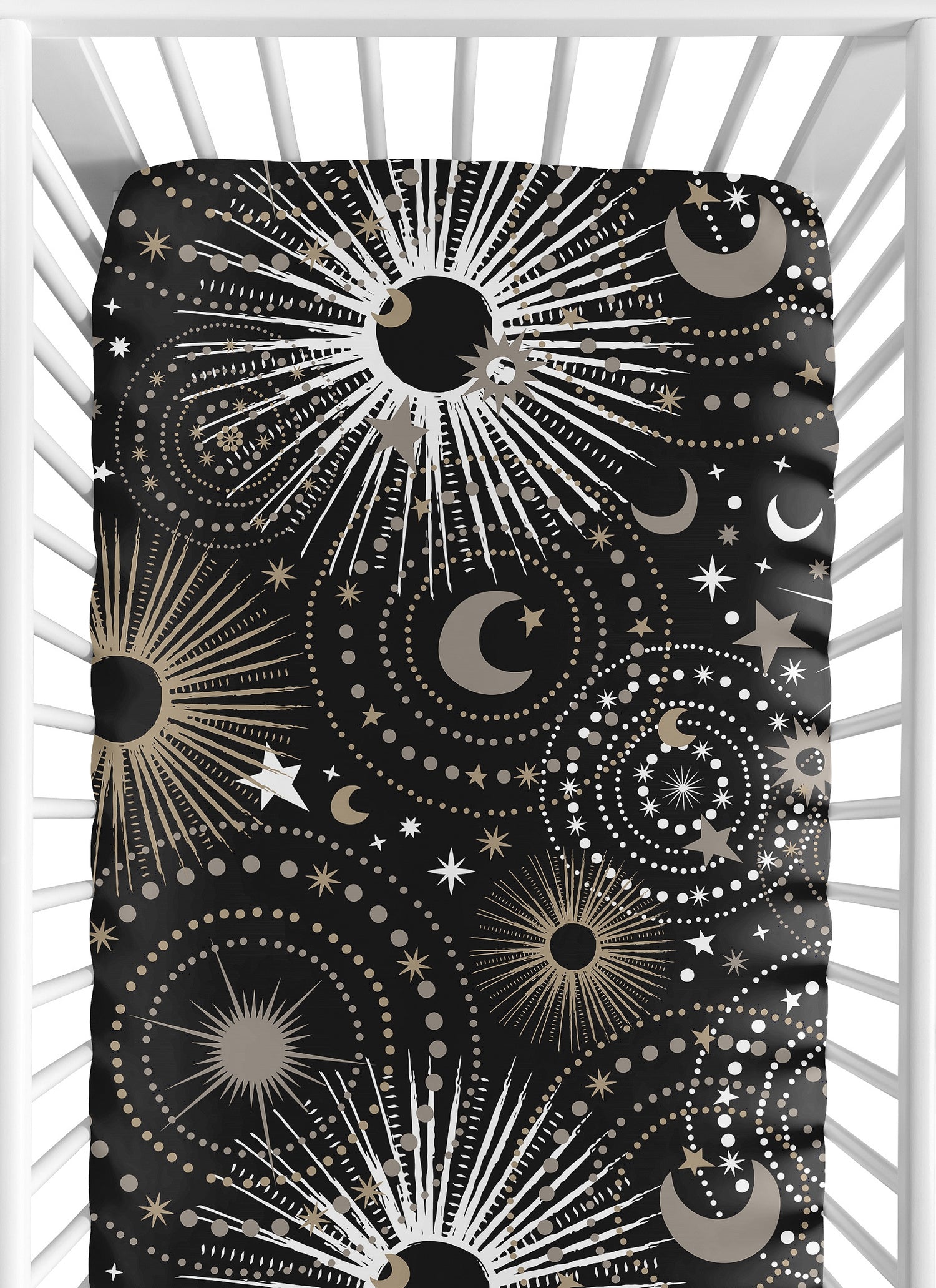 Celestial Black and Gold Collection Crib Sheet
