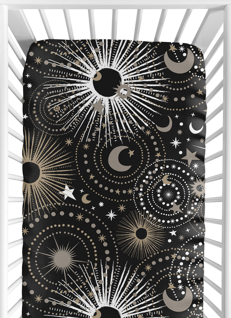 Celestial Black and Gold Collection Crib Sheet