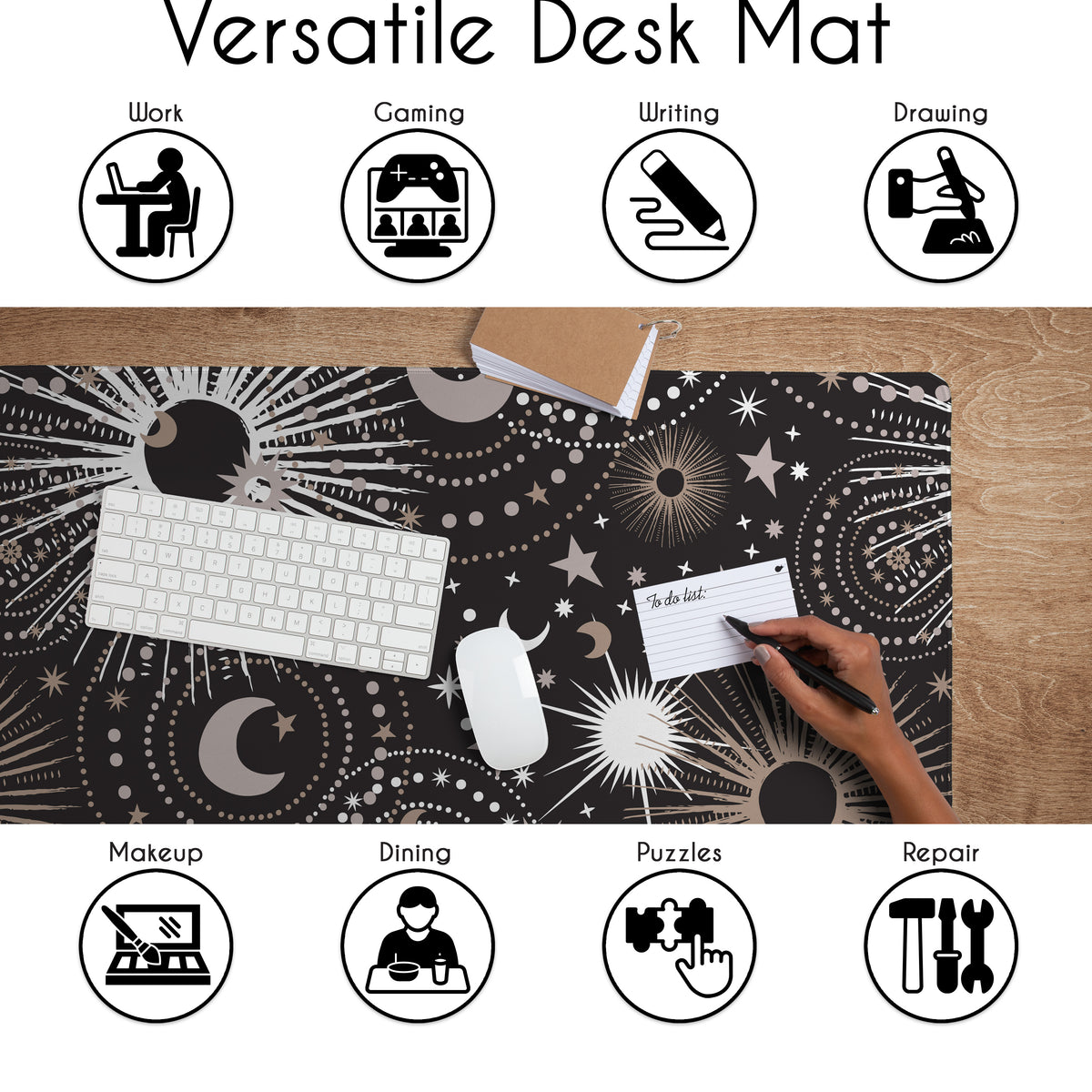Celestial Black Collection Large Mouse Pad Desk Mat