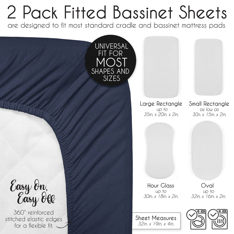Celestial Navy Blue and Gold Collection 2 Pack Baby Bassinet Fitted Sheets