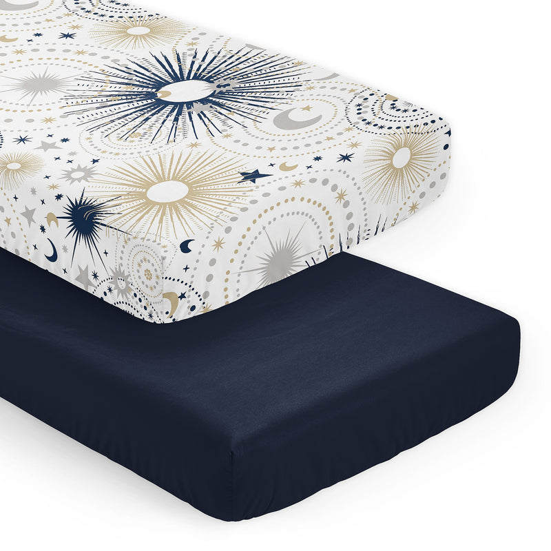 Celestial Navy Blue and Gold Collection 2 Pack Crib Sheets