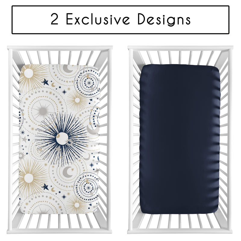 Celestial Navy Blue and Gold Collection 2 Pack Crib Sheets