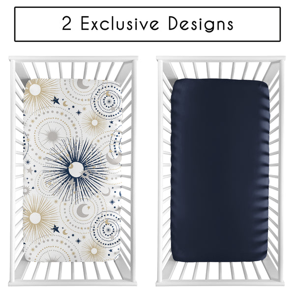 Celestial Navy Blue and Gold Collection 2 Pack Crib Sheets alternate view