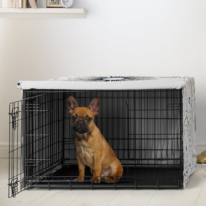 Celestial Navy Blue and Gold Collection Dog Crate Kennel Cover 30in.