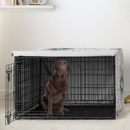 Celestial Navy Blue and Gold Collection Dog Crate Kennel Cover 42in.
