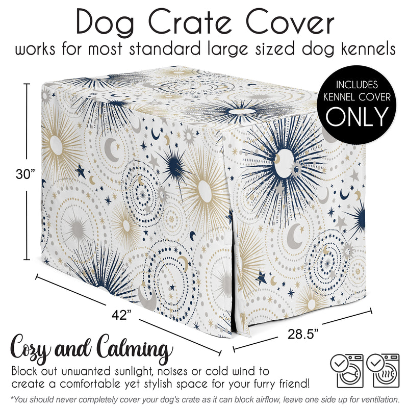 Celestial Navy Blue and Gold Collection Dog Crate Kennel Cover 42in.