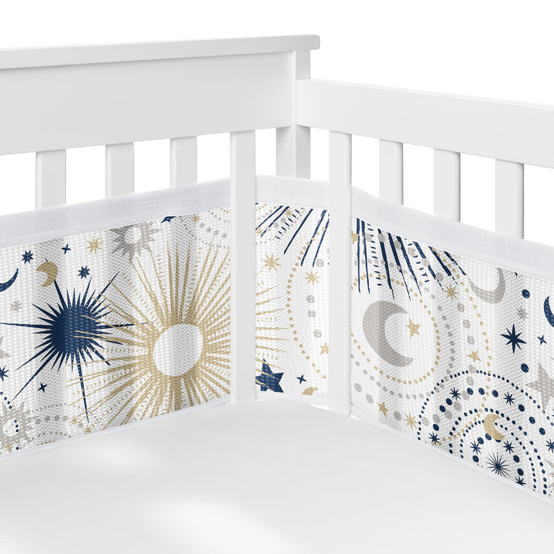 Celestial Navy Blue and Gold Collection Sweet Jojo Designs 6 Piece Crib Bedding + BreathableBaby Breathable Mesh Liner