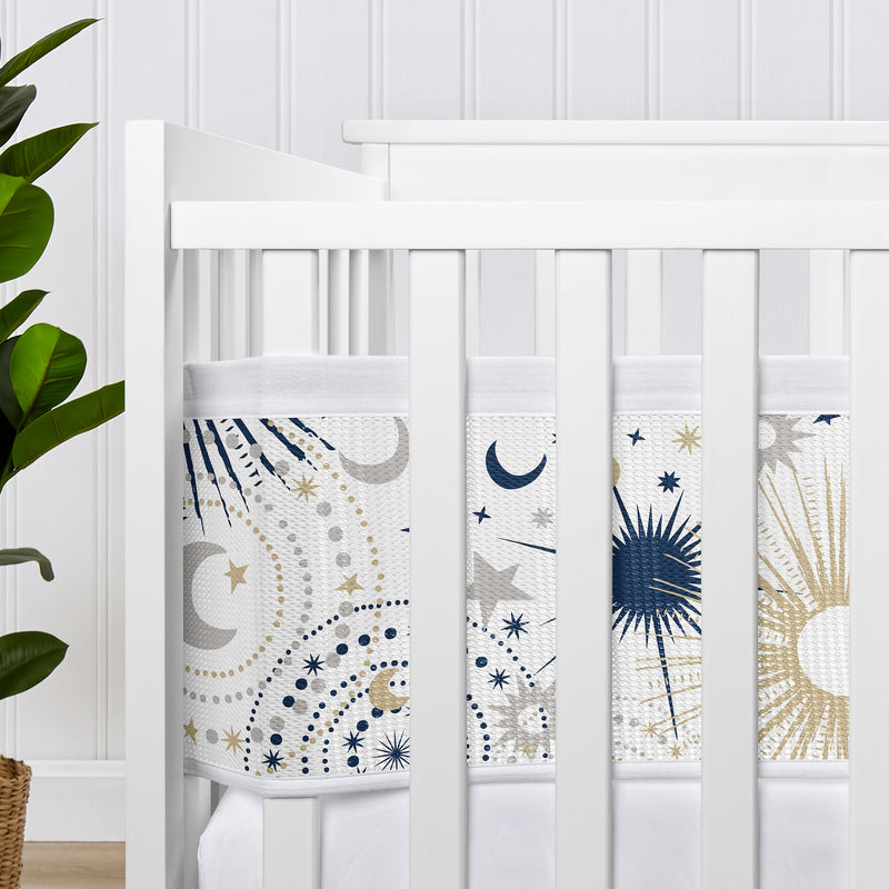 Celestial Navy Blue and Gold Collection Sweet Jojo Designs + BreathableBaby Breathable Mesh Crib Liner