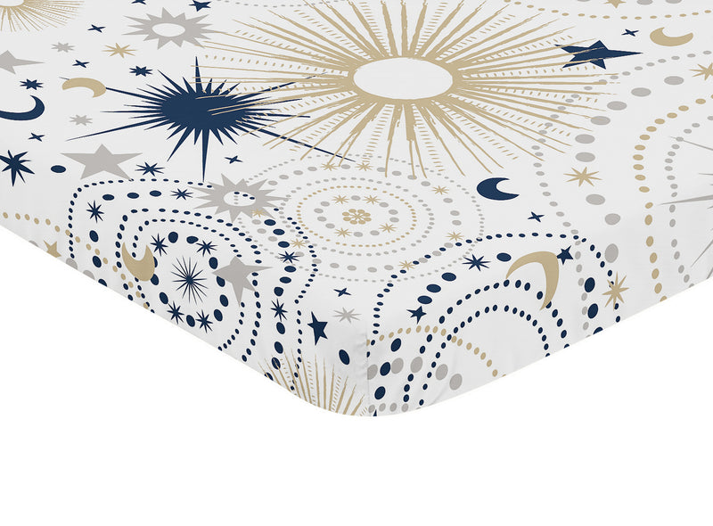 Celestial Navy Blue and Gold Collection Mini Crib Sheet