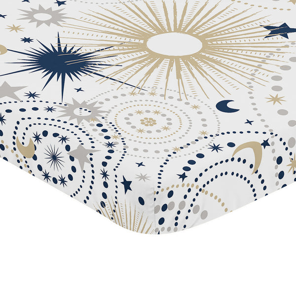 Celestial Navy Blue and Gold Collection Mini Crib Sheet alternate view