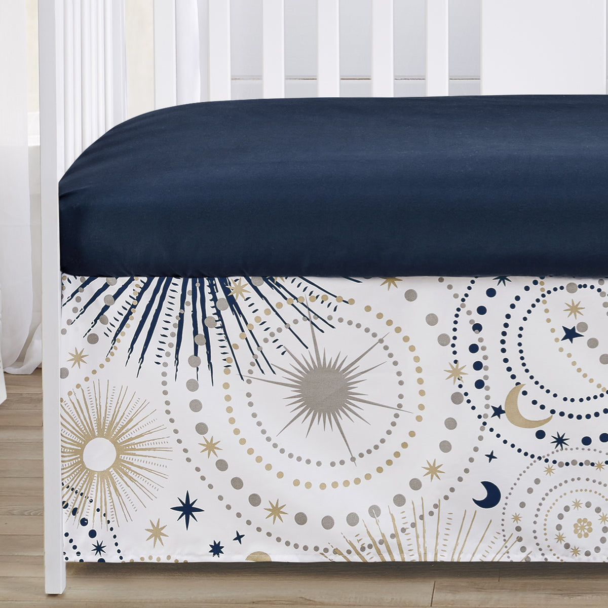 Celestial Navy Blue and Gold Collection Sweet Jojo Designs 6 Piece Crib Bedding + BreathableBaby Breathable Mesh Liner