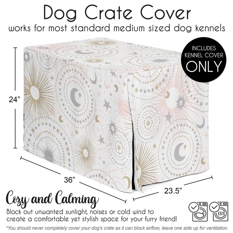 Celestial Pink and Gold Collection Dog Crate Kennel Cover 36in.